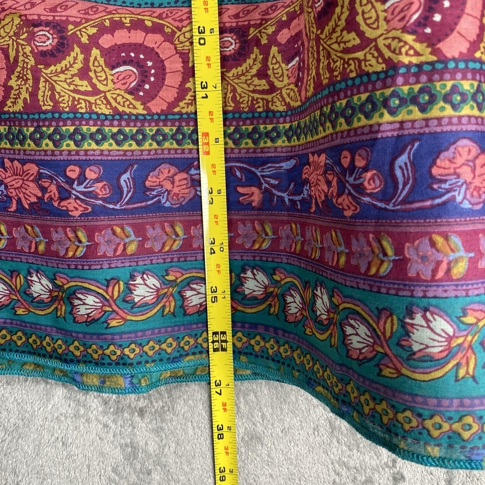 Natural Life Skirt Womens Sz M Teal Peony Border Floral Maxi Boho Artsy Smocked - Picture 11 of 12